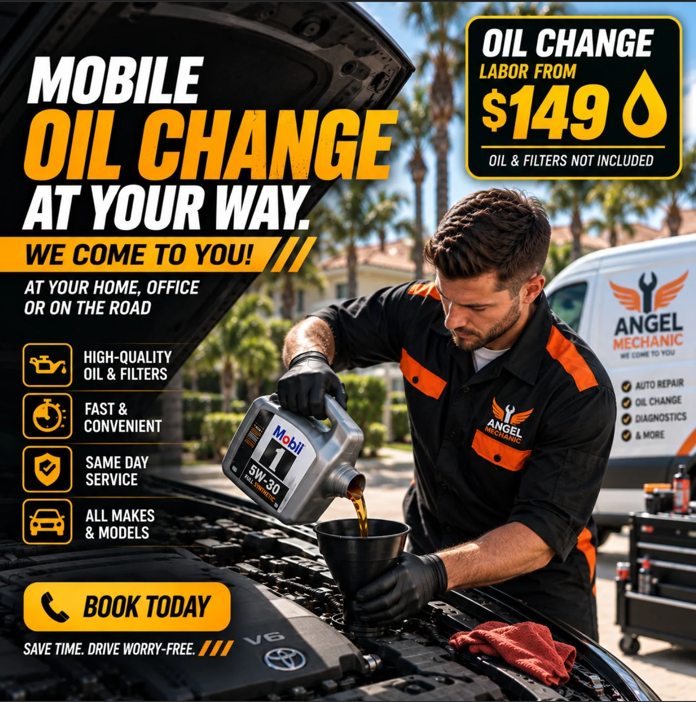 Mobile oil change, done in your driveway.
