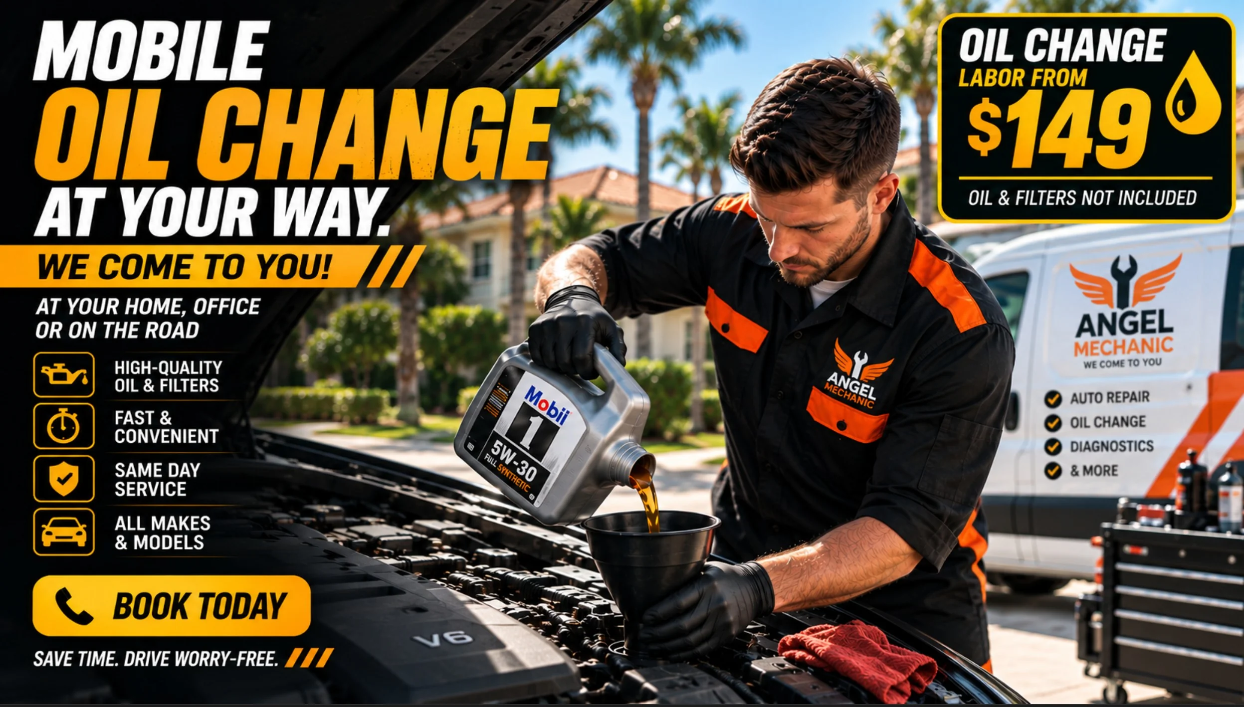 Mobile oil change, done in your driveway.