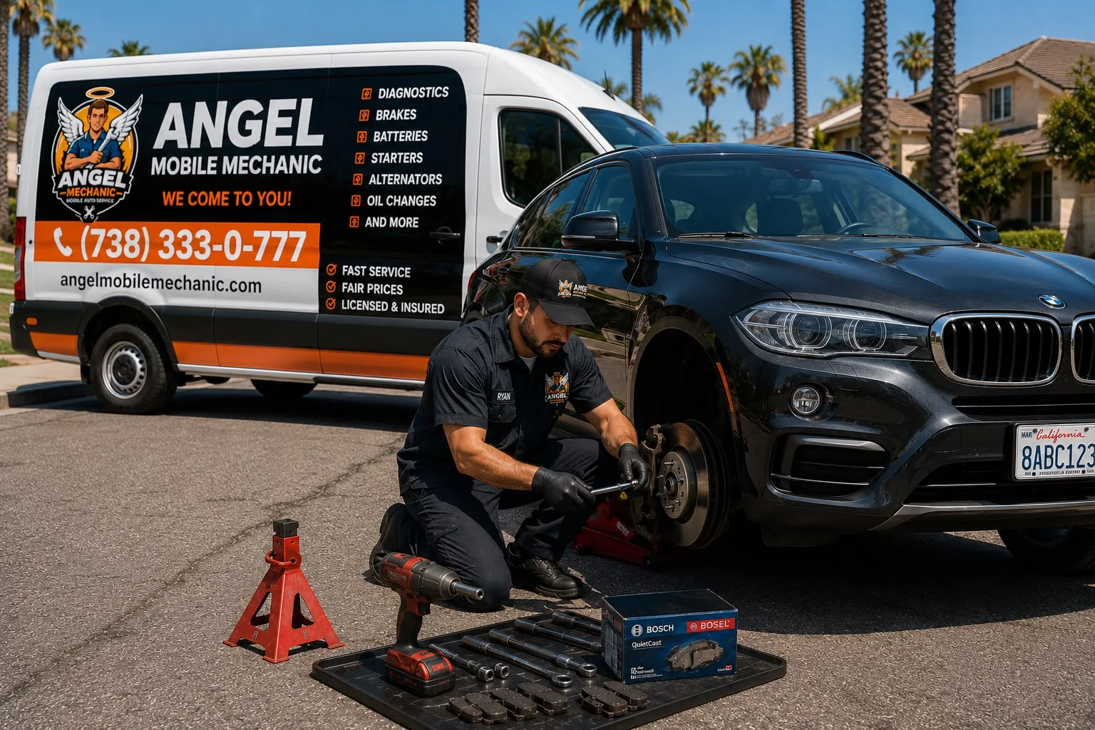 Mobile brake repair, done in your driveway.