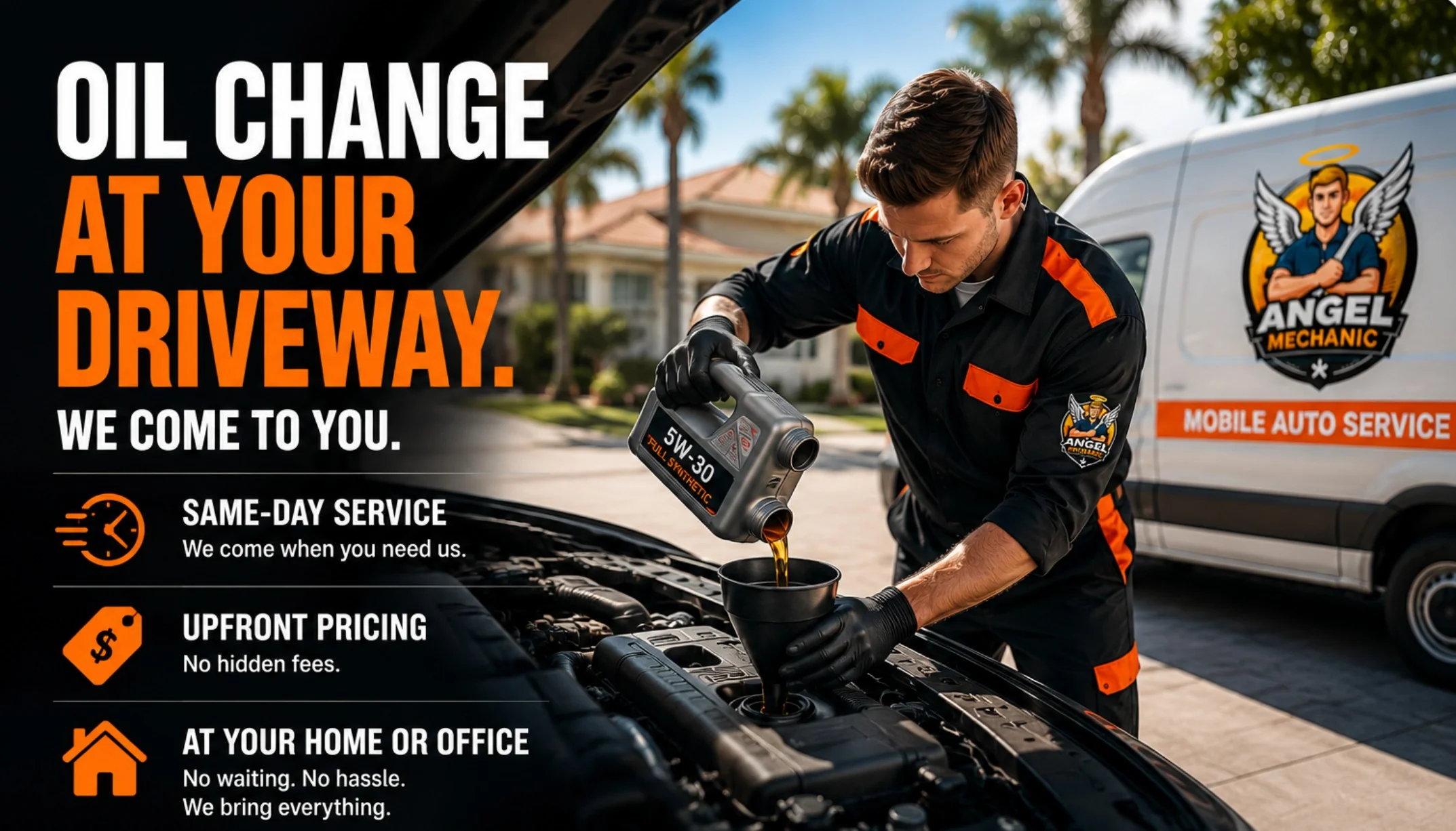 Mobile oil change, done in your driveway.